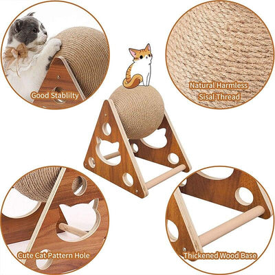 Boule de Sisal en bois pour chat - CoinConfort