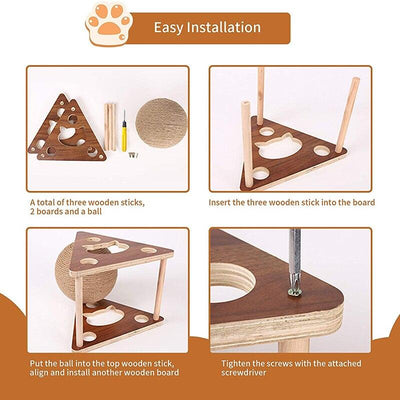 Boule de Sisal en bois pour chat - CoinConfort