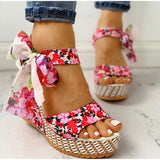 Sandales à Salons Compensés à Fleurs - CoinConfort